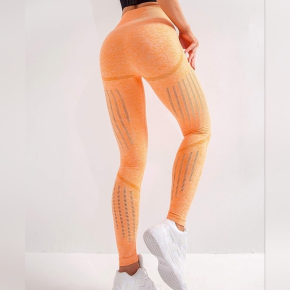 All 3 Seamless Orange,Blue, Grey Leggings - Picture 2 of 16